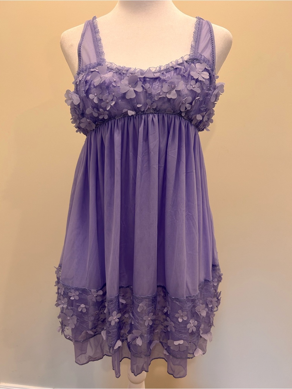 Free people Save The Date lingerie night dress purple Floral Appliqué NWT Medium